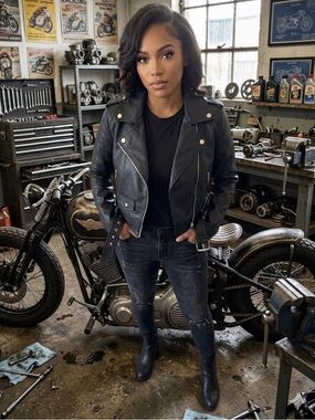 Daisy Black Leather Asymmetrical Moto Jacket with Silver Hardware